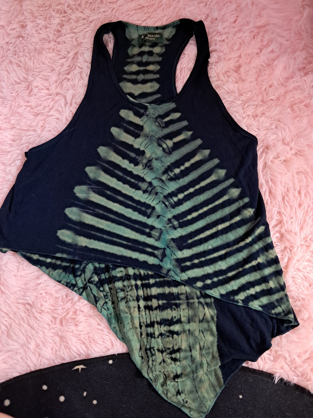 Kathmandu Black Racerback Tank with Green Tie-Dye Front - Picture 5 of 6